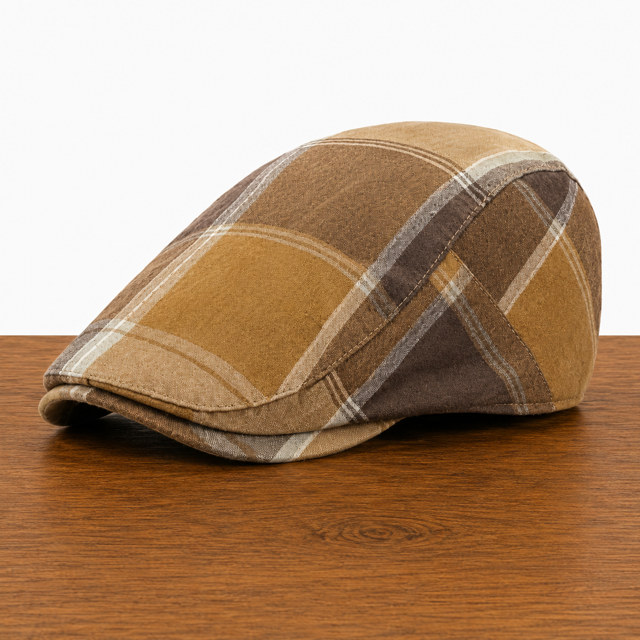 Plaid Cotton Flat Cap | SCRANTON