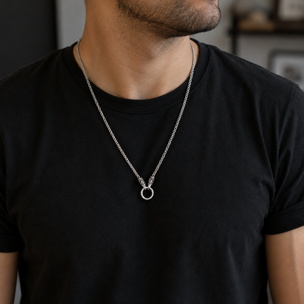 Rune with Open Round Clasp pendant necklace