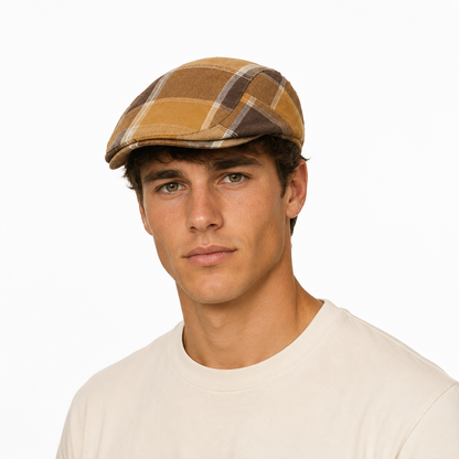 Plaid Cotton Flat Cap | SCRANTON